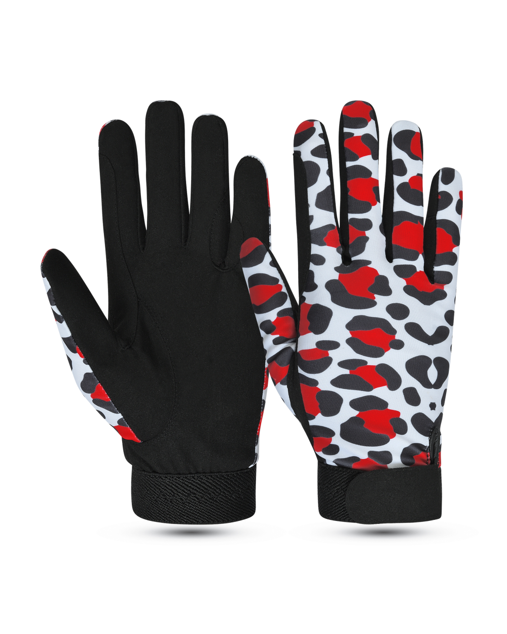 Camo Performance Equestrian Riding Gloves – Red & Black