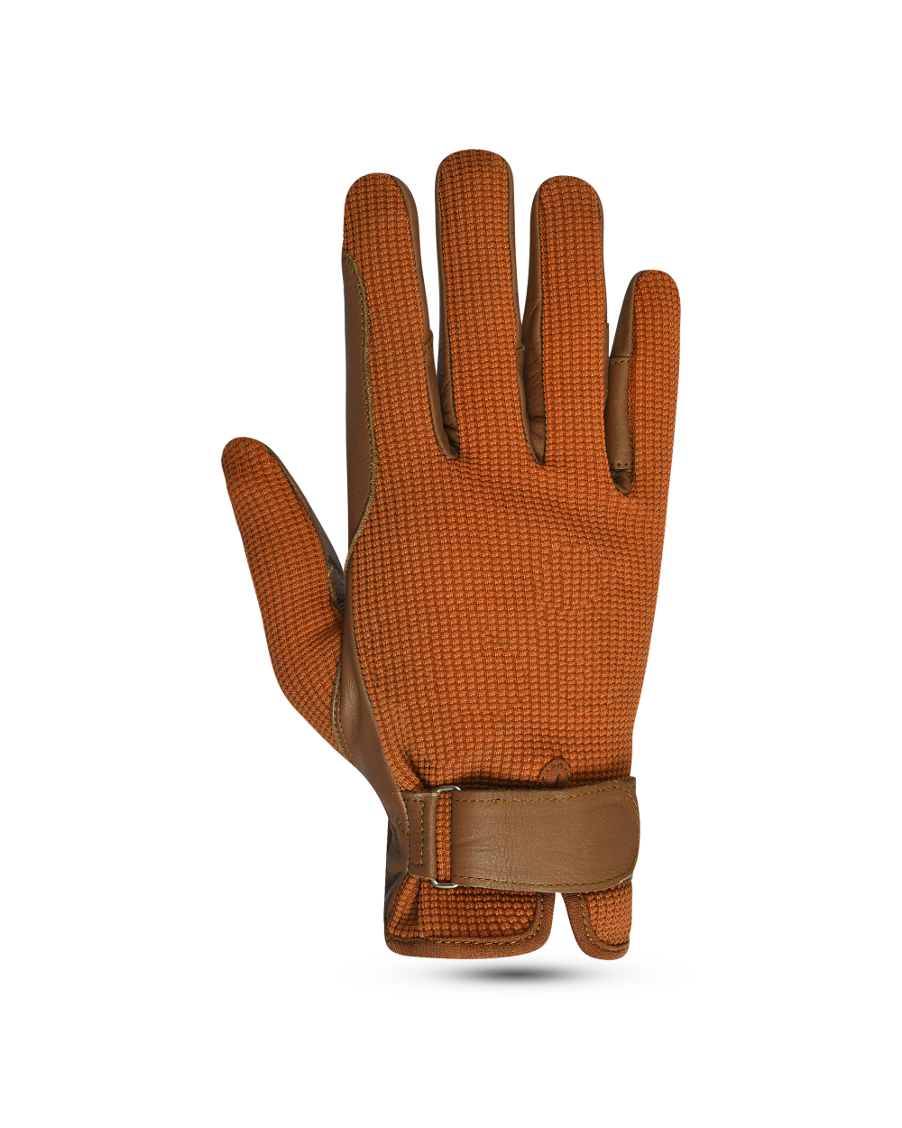 Premium Leather & Mesh Equestrian Riding Gloves – Saddle Brown