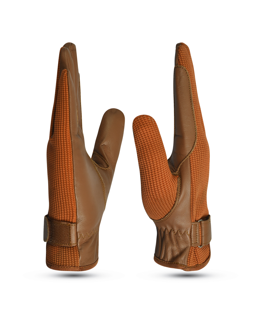 Premium Leather & Mesh Equestrian Riding Gloves – Saddle Brown